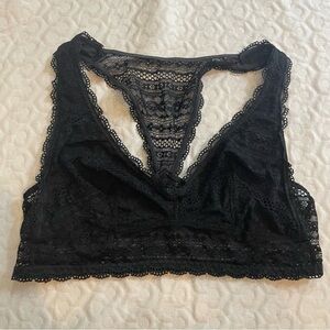 Victoria's Secret Bralette Women's Medium Black Lace Triangle Unlined Elegant